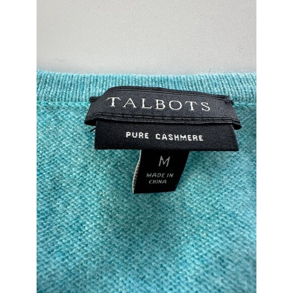 Talbots Pure Cashmere Teal Blue Sweater with Button Cuffs Women's M - Picture 5 of 6